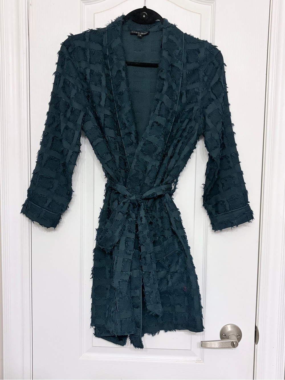 Love Stories Textured Duster Robe Smoking Jacket, S/M